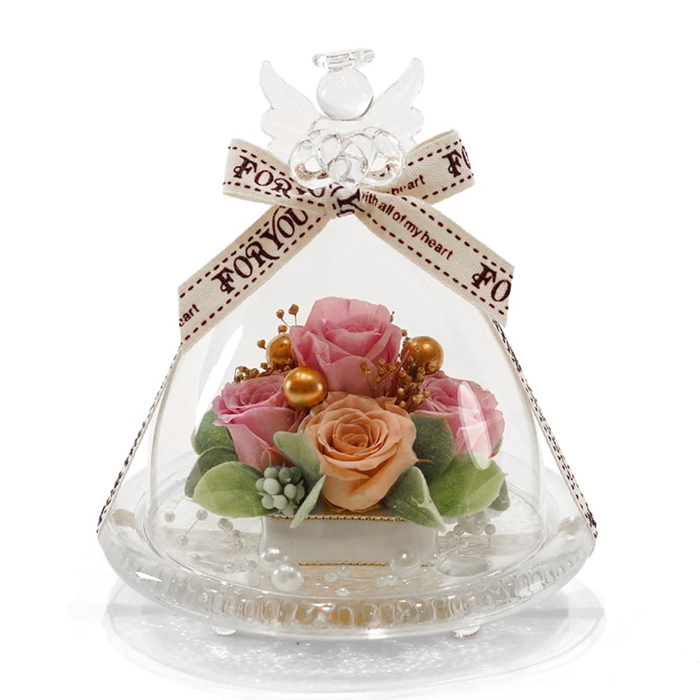 Amazon.co.jp: IPFA プリザーブドフラワー ガラスドーム エンジェル